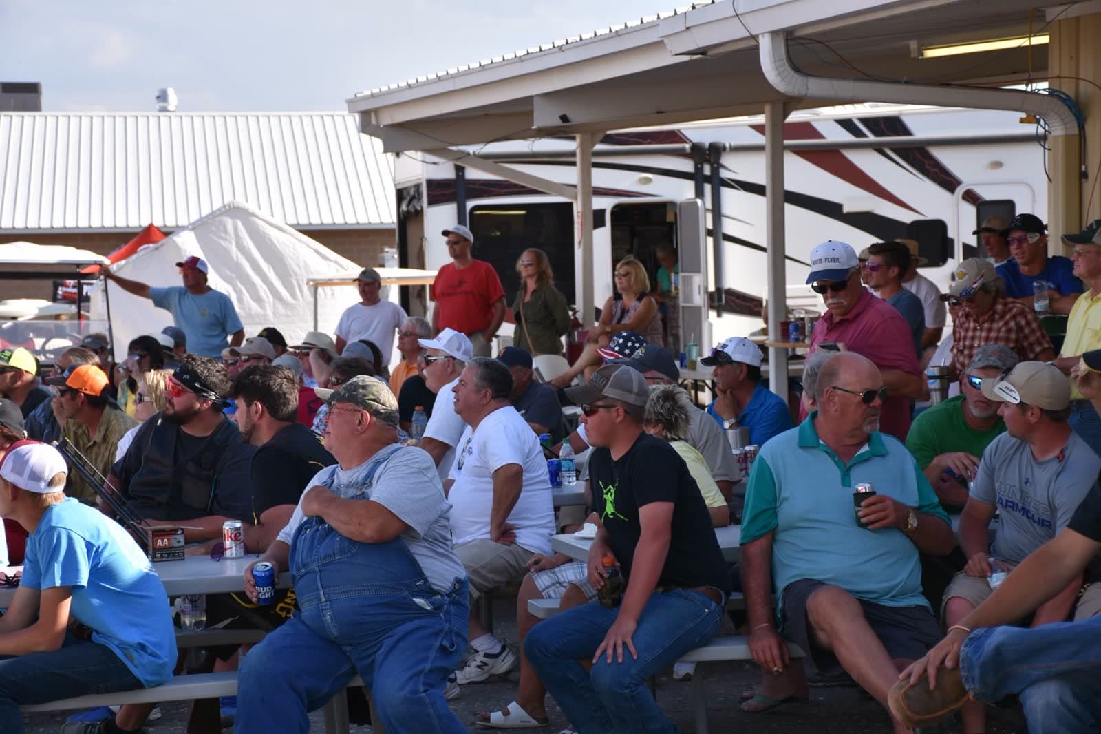 Members gathered in front of the Club House during the awards.